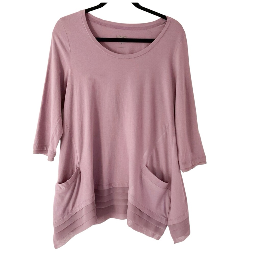 LOGO by Lori Goldstein 🌟Knit Top with Tiered Hem & Pockets Mauve Pink Size Med